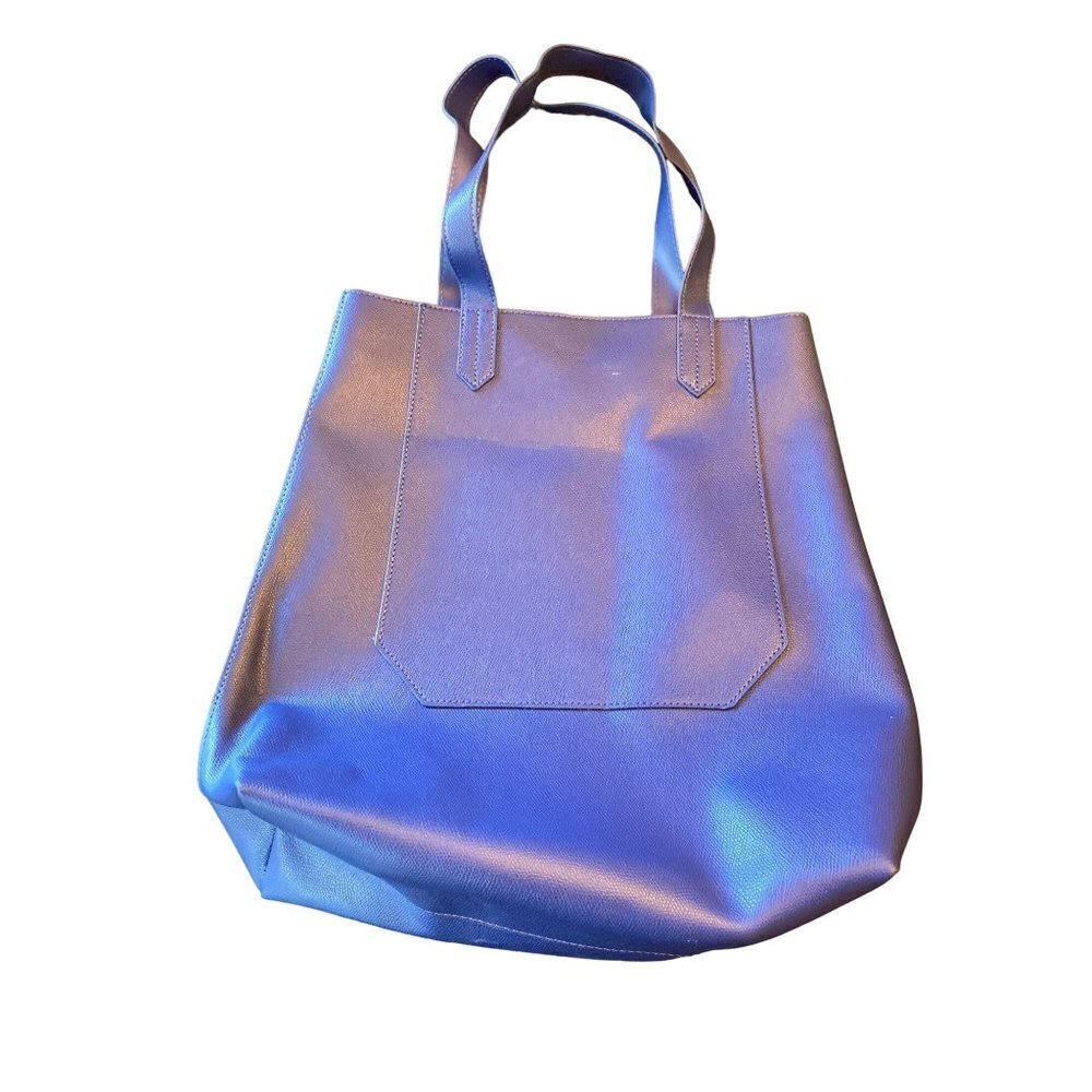 Royal Blue Vinyl Drop Strap Tote Bag Vegan Leather